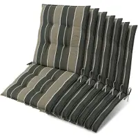 Beautissu Lot de 7 coussins Sun-NL pour dossier de chaise basse, 100 x 50 x 8 cm, rayures vertes