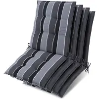 Beautissu Lot de 4 coussins d'appui pour fauteuils bas Sun-NL 100 x 50 x 8 cm, rayures anthracite