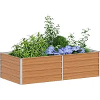 vidaXL Lit surélevé brun clair 160 x 80 x 45 cm Acier galvanisé