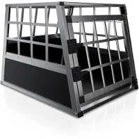 Juskys Boîte de transport pour chiens en aluminium - angle d'inclinaision de 75 degrés - taille M - noir/argent