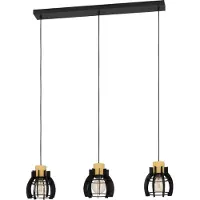 Eglo Lampe suspendue 3 lumières Stillington 1 noir avec du bois