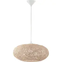 Eglo Lampe à suspendre, textile beige, hauteur 110 cm, CAMPILO