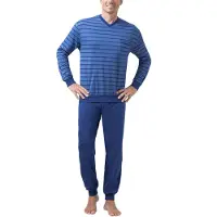 Hajo Pyjama long bleu / bleu foncé