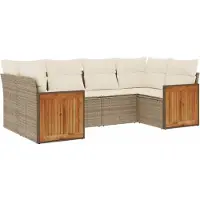 vidaXL Ensemble de salon de jardin 6 pièces avec coussins Beige Poly Rattan