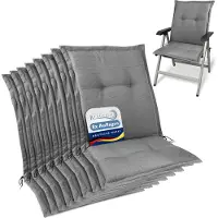 Beautissu , lot de 8 coussins d'assise haut de gamme pour chaises de jardin à dossier bas, 105 x 50 x 7 cm, gris clair
