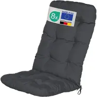 Beautissu Lot de 8 coussins pour fauteuils à dossier haut Flair HL, 120 x 50 x 8 cm, gris graphite