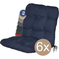 Beautissu Lot de 6 coussins pour fauteuils à dossier bas Flair NL, 100 x 50 x 8 cm, bleu foncé