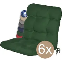 Beautissu Lot de 6 coussins pour fauteuils à dossier bas Flair NL, 100 x 50 x 8 cm, vert foncé