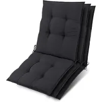 Beautissu Lot de 3 coussins Sun-NL pour dossier de chaise basse, 100 x 50 x 8 cm, anthracite