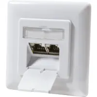 Dsit Boîtier encastré vertical Cat. 6 / Classe E double, blindé, 2 x RJ45 blanc