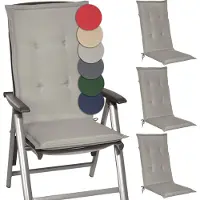 Beautissu Loft HL, 120x50x6 cm, gris clair, lot de 4, coussin pour chaise de jardin, pour l'extérieur