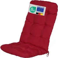 Beautissu Lot de 8 coussins pour fauteuils à dossier haut Flair HL, 120 x 50 x 8 cm, rouge