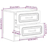 vidaXL Cabinet de chevet avec tiroir Bois ancien 43 x 34,5 x 44,5 cm