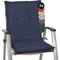 Beautissu Lot de 2 coussins pour dossier bas Loft NL, 100 x 50 x 6 cm, bleu foncé
