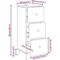 vidaXL Armoire à tiroirs Noir 33 x 34,5 x 90 cm Bois d'ingénierie