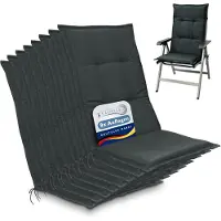 Beautissu Lot de 8 coussins d'assise pour fauteuils à dossier haut Base HL, 120 x 50 x 6 cm, gris graphite
