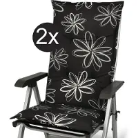 Beautissu Lot de 2 dossiers hauts pour chaise de jardin Flores, 120x50x6cm, noir