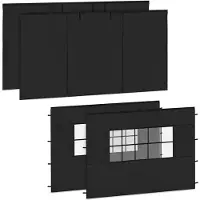 Vonroc Ensemble de parois latérales - 3 x 4,5 m - Pour tente de fête Premium PT502XX - Imperméable - Protection UV 50+ - Noir