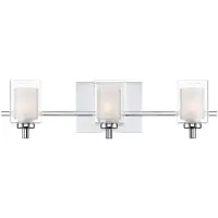 QUOIZEL Applique de salle de bain à trois abat-jours en verre, chromée, Kolt 3xG9 3W,