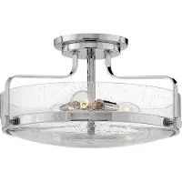 HINKLEY Plafonnier Harper, chrome poli, 3xE27x60W, verre, dimensions : 25,3 x 45,6 x 45,6 cm, IP20,