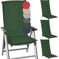 Beautissu Loft HL, 120x50x6 cm, vert foncé, lot de 4, coussin pour chaise de jardin, pour l'extérieur