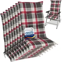 Beautissu Lot de 8 coussins pour dossier haut 120 x 50 cm, rembourrage bordeaux à carreaux