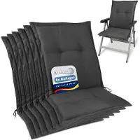 Beautissu Lot de 6 coussins d'assise Premium pour chaises de jardin à dossier bas, 105 x 50 x 7 cm, anthracite