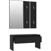 vidaXL Ensemble de meubles de couloir noir bois d'ingénierie