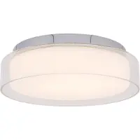 Nowodvorski Lighting Plafonnier LED rond PAN chromé transparent 12 W, blanc neutre, 530 lm, verre, dimensions : 8,5 x 30 x 30 cm, IP44, Lighting