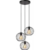 Lucide Lampe suspendue avec abat-jour en métal noir DANZA 3xE27 40W