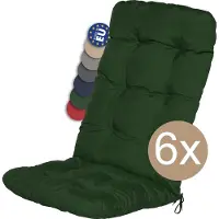 Beautissu Lot de 6 coussins pour fauteuils à dossier haut Flair HL, 120 x 50 x 8 cm, vert foncé