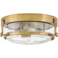 HINKLEY Plafonnier rond Harper, laiton vieilli et transparent, 3xE27x40W, métal, dimensions : 15,9 x 40 x 40,9 cm, IP20,