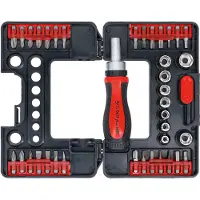 Bgs DIY 20138 Jeu de douilles/embouts | avec poignée rotative à cliquet pour embouts, réversible | 38 pcs.