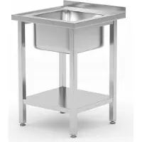 Hendi Évier de cuisine avec étagère, à visser, , gamme Cuisine, évier central, 600 x 600 x (H) 850 mm