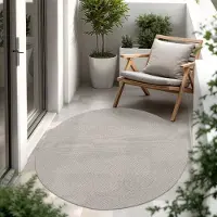 Paco Home In & Outdoor Tapis tissé plat uni moderne résistant aux intempéries pour terrasse cuisine Taille 200 cm Rond