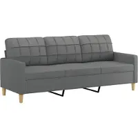 vidaXL Ensemble de canapés 3 pièces avec coussins Tissu gris foncé