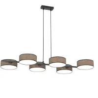 Emibig Suspension DRUMZ noir et marron, 6 x E14 x 15 W, tissu, dimensions : 120 x 100 x 46 cm, IP20,