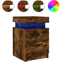 vidaXL Tables de chevet avec lumières LED 2 pcs chêne fumé 35x39x55 cm