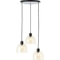Brilliant Suspension , 3 lumières, modèle Casto, noire, IP20, culot E27, variateur intégré, compatible avec les ampoules LED