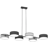 Emibig Suspension DRUMZ noir et gris, 6 x E14 x 15 W, tissu, dimensions : 120 x 100 x 46 cm, IP20,
