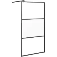 vidaXL Walk-in Duschwand 100x195 cm Halfmat ESG Glass Schwarz