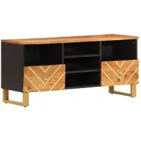 vidaXL Armoire TV marron et noir 100x33,5x46 cm bois massif mangue