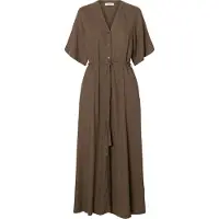 Selected Viscose Mélangée Robe Longue Femme Marron 42