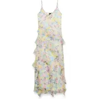 Vero Moda Robe d’été 'VMSMILLA' jaune clair / vert foncé / rose / blanc