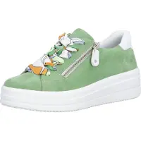 Remonte Baskets pour femmes en cuir avec lacets colorés D1C06, taille : 39 EU, couleur : vert