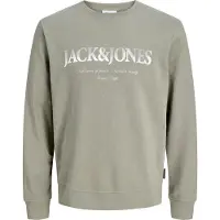 Jack & Jones Plus Sweat-shirt 'JJDevin Daytona' olive / blanc
