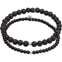 KUZZOI Bracelet 'Onyx' noir / argent