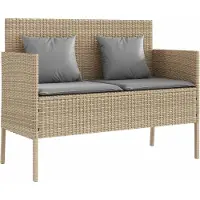 vidaXL Banc de jardin avec coussins Beige Poly Rattan