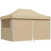 vidaXL Tente de réception pliable Pop-Up avec 4 panneaux latéraux Beige