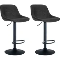 CLP Lot de 2 tabourets de bar Loft avec dossier, pivotants à 360°, noir, revêtement en tissu